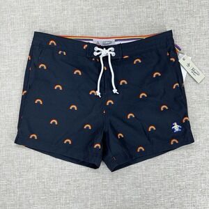 Original Penguin Swim Trunks Shorts Mens 29 Blue‎ Rainbow Print Mesh Brief